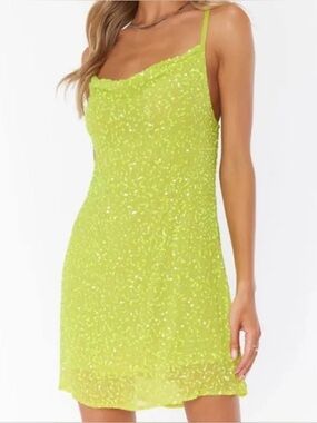 Show Me Your Mumu Neon Yellow Sequin Mini Dress, Size XS